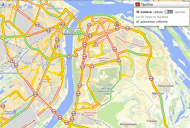 Карта нижнего новгорода пробки на дорогах онлайн